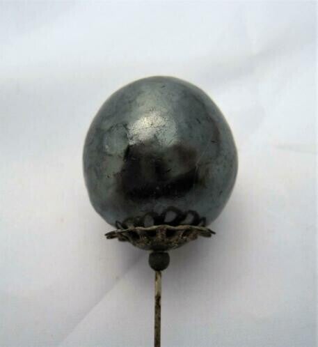 Antieke Victoriaanse, Edwardiaanse hoedenspeld, grote bolvormige kop