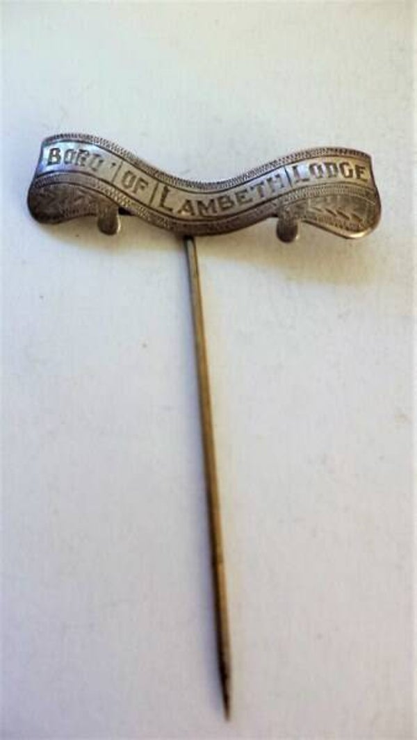 Antieke vrijmetselaars dasspeld Boro of Lambeth Lodge  (ca. 1905)