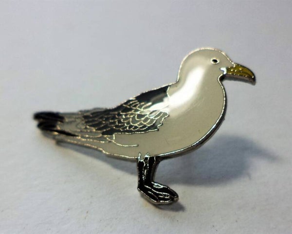 Drietenige zeemeeuw, cloisonné emaille broche, pin