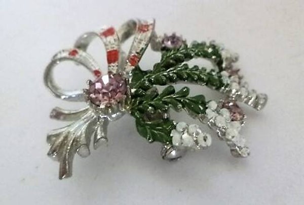 EXQUISITE Zeldzame vintage Geluksbroche Witte Heide & Distel