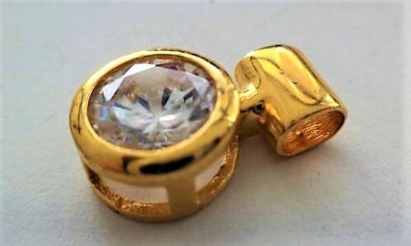Goud op zilveren solitaire hanger met grote Zirkonia 925