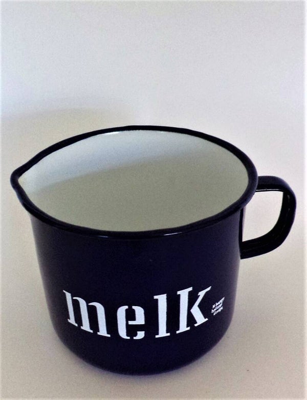 Grote vintage emaille melkkroes kobaltblauw – Happy Poland Design 12