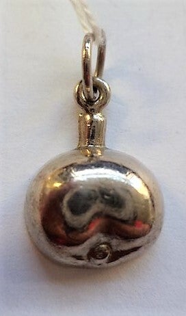 Hanger halve appel, zilverkleurig metaal