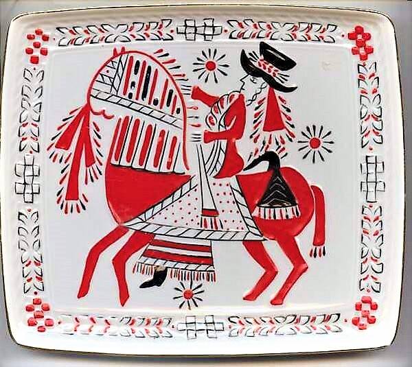 Hollohaza - Wandbord met ruiter te paard - Janos Hary