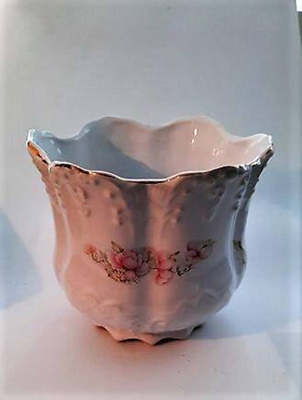 Prachtige vintage Engelse bloempot porselein - Roze Rozen - Staffordshire