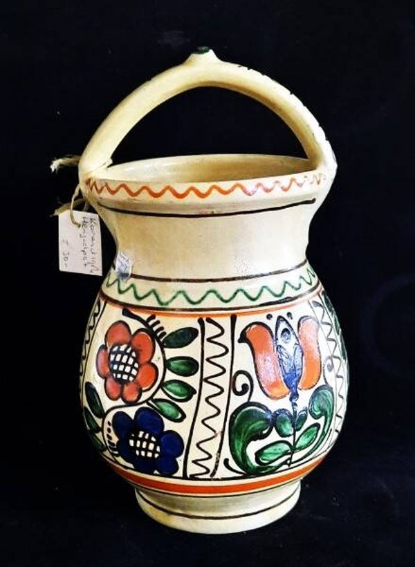 Grote vintage Korond hengselpot (1984) - Handbeschilderd - 25 cm