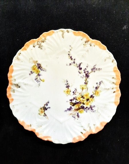 Prachtig antiek porseleinen gebaksbordje dessertbordje – Bloemen & Goud
