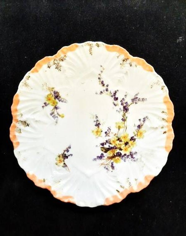Prachtig antiek porseleinen gebaksbordje dessertbordje – Bloemen & Goud