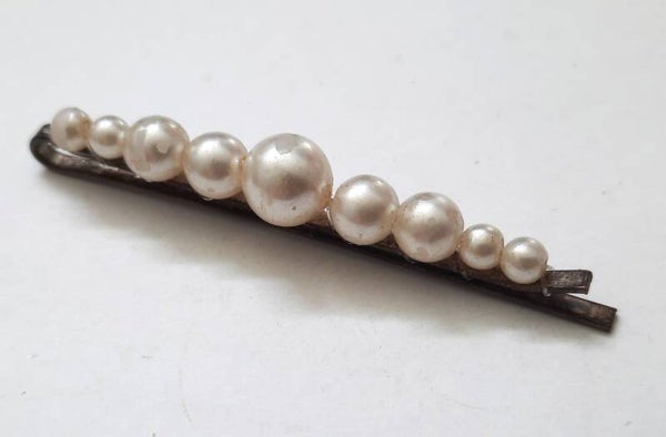 Prachtig Vintage Haarschuifje met 9 Pareltjes  Klassiek & Elegant