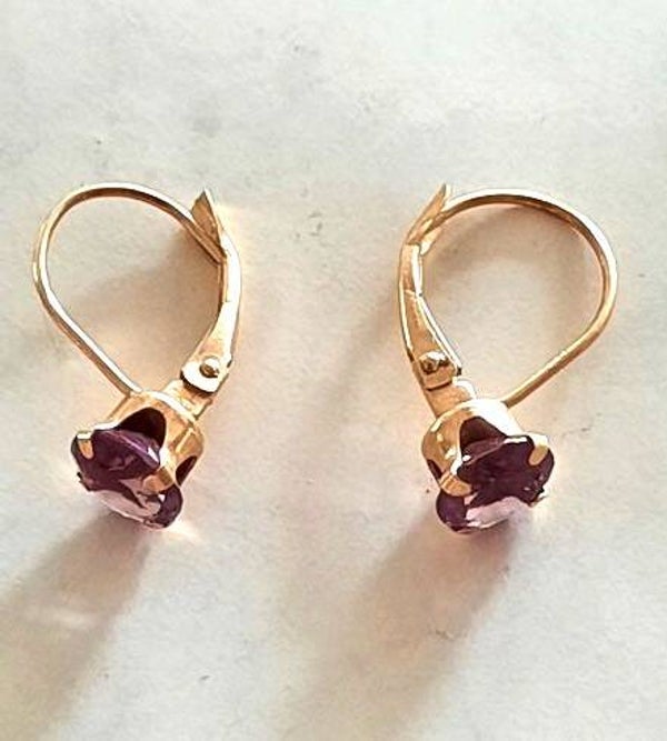 Prachtige 14K Gouden oorbellen met Amethist
