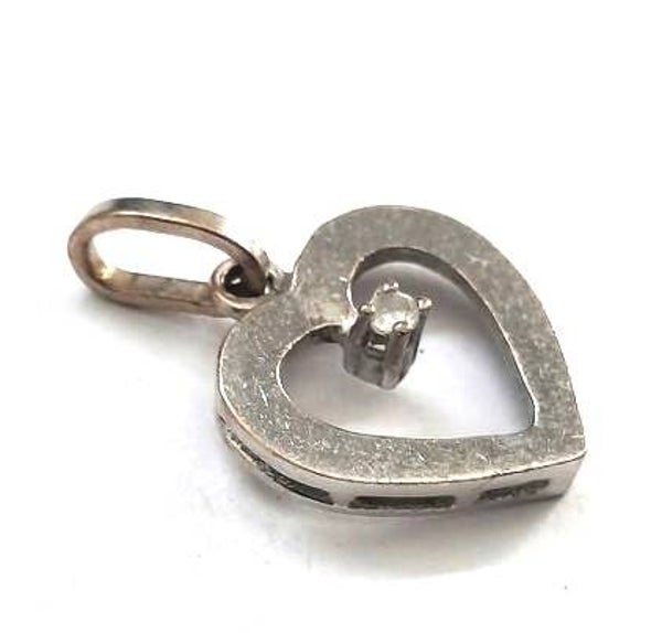 Prachtige 14K Witgouden hanger open hartje met zirkonia