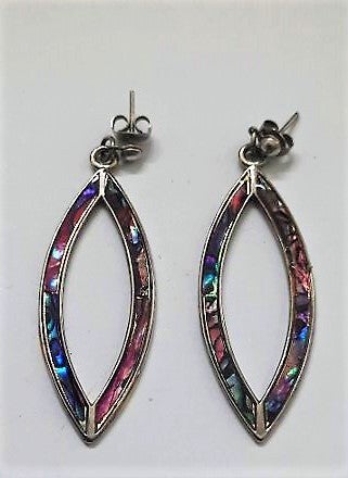 Prachtige open ovale oorbellen, stekers met abalone