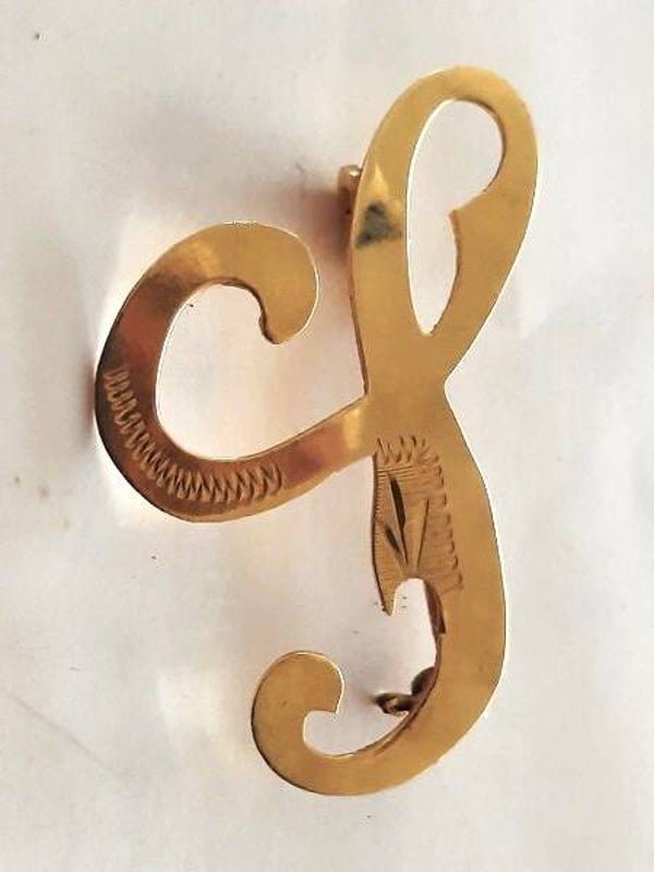 Prachtige vintage 14K Gouden Letterbroche J of S