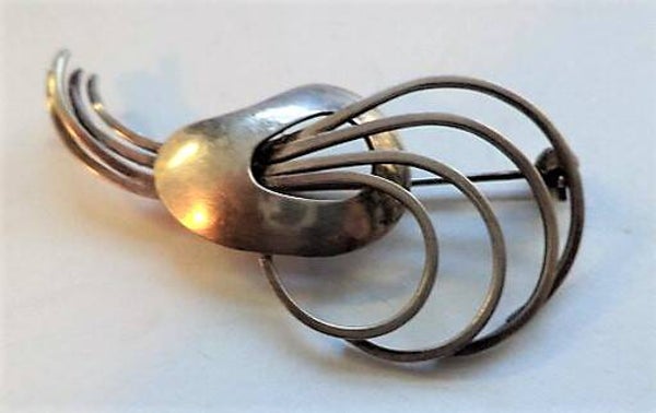 Prachtige vintage zilveren broche – Modernistisch Design 800