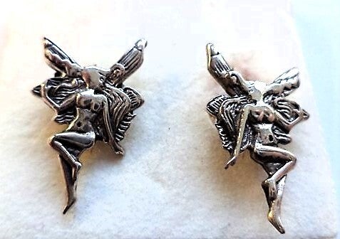 Prachtige vintage zilveren Elfjes oorbellen Art Nouveau Stijl 925