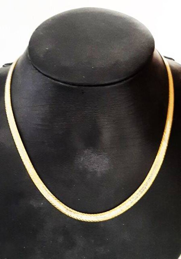 Prachtige zilveren Visgraat ketting, deels verguld, 925