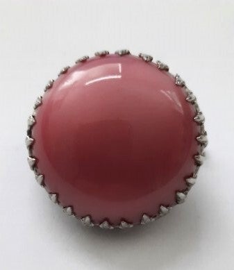 Prachtige zilverkleurige vintage broche met Rozenkwarts