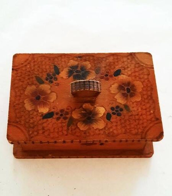Uniek antiek handbeschilderd houten kistje Flor Fina Sigaren
