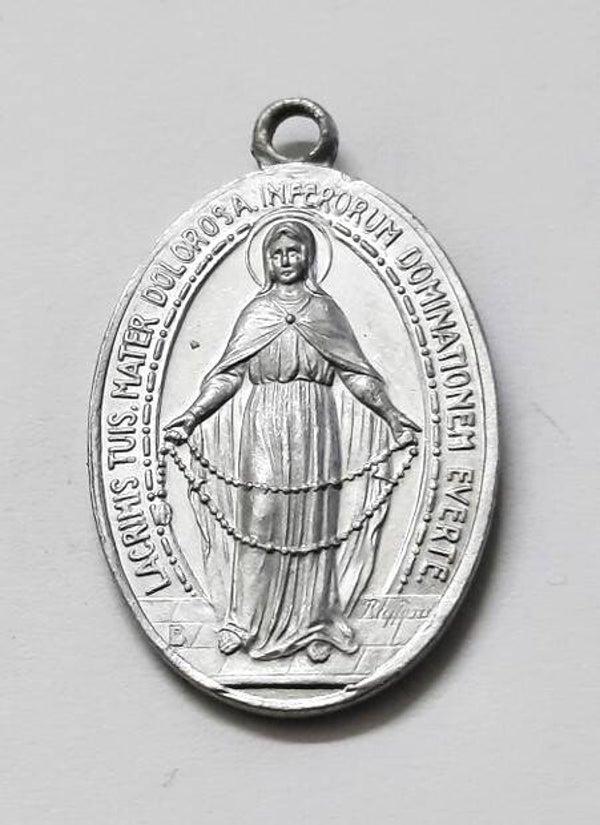 Vintage Medaille OLV van Tranen / Jezus Christus - S. Johnson