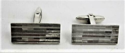 Vintage Mid-Century zilveren manchetknopen – Modernistisch Reliëf (3)