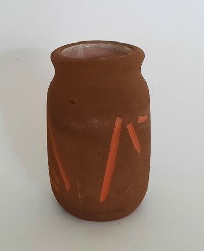 Vintage Studio Keramiek vaasje bruin, oranje - Nel Goedhart