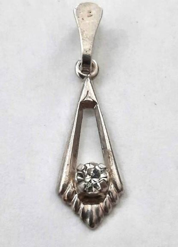 Vintage zilveren Art Deco hanger met zirkonia 925