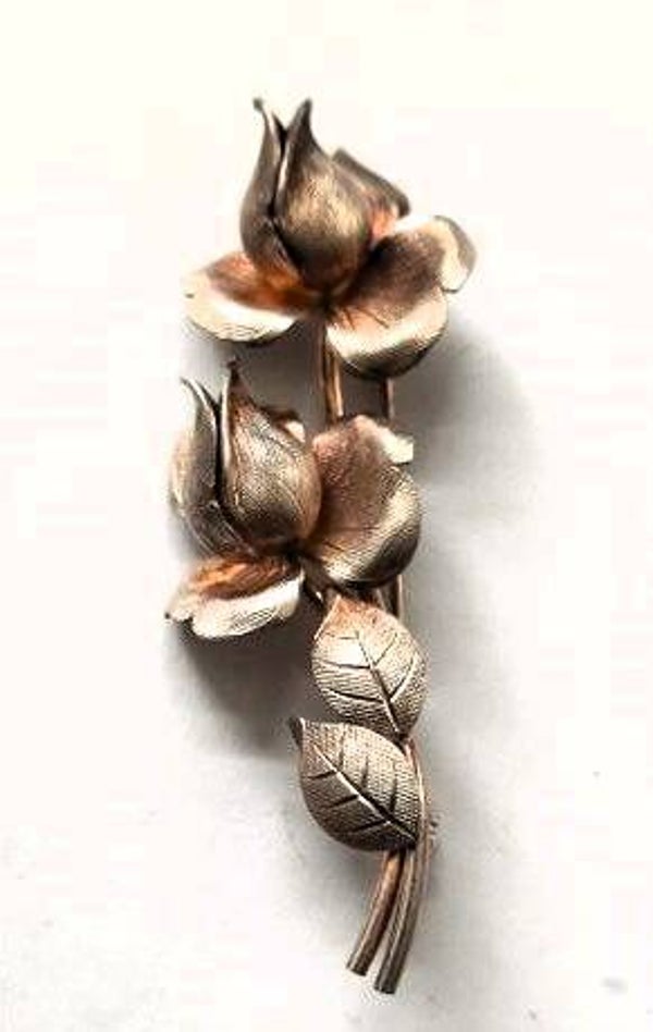 Vintage zilveren bloemenbroche met rozenknoppen, 925