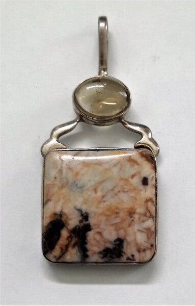 Vintage zilveren hanger met Picture Jaspis – Modernistisch