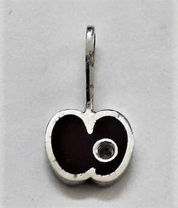 Vintage zilveren hangertje appel met onyx 835