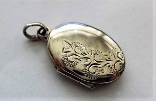 Vintage zilveren medaillon – Bloemenmotief - 925