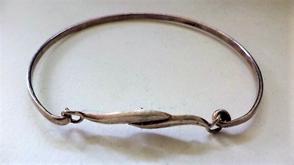Vintage zilveren slavenarmband met haaksluiting