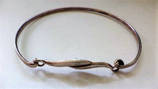 Vintage zilveren slavenarmband met haaksluiting