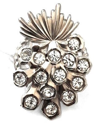 Vintage zilverkleurige Ananas sjaalschuif met strass