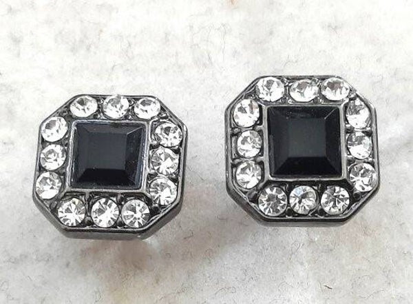 Vintage M&S strass oorbellen Zwart & Strass Mark & Spencer