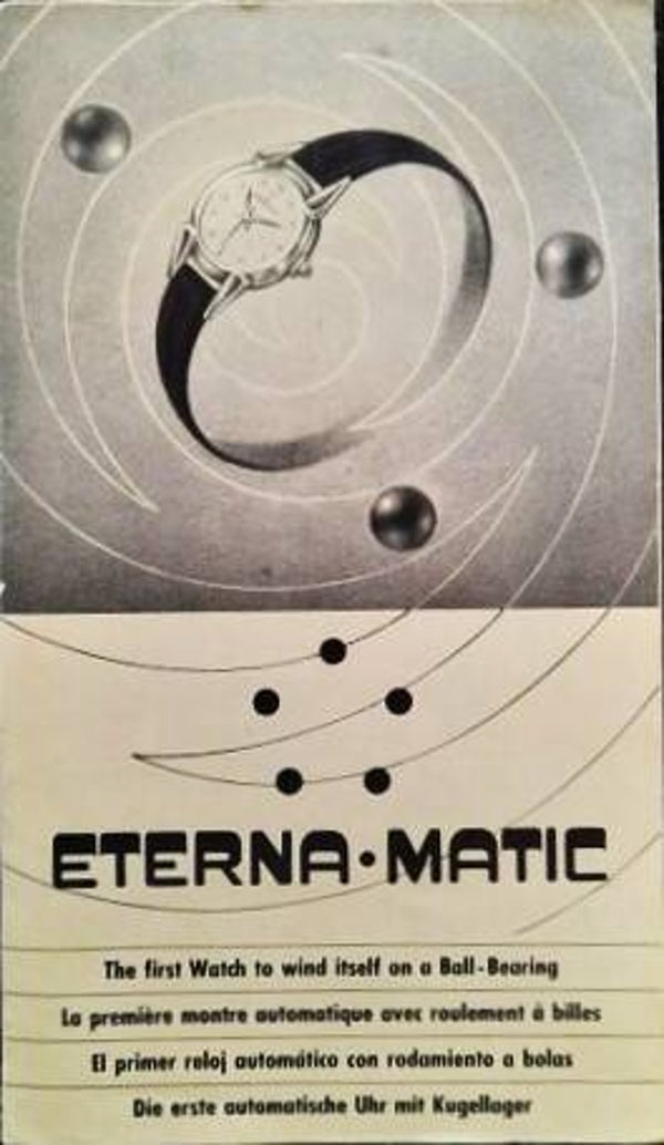Zeldzame 6-Pagina Vintage Eterna-Matic Folder / Horlogemakers Handleiding (1950s)