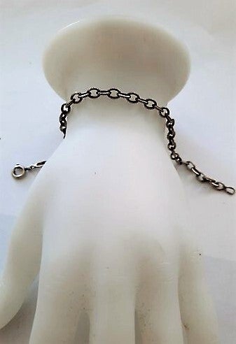 Zilveren armband met bewerkte ovale schakels, 925 BAS