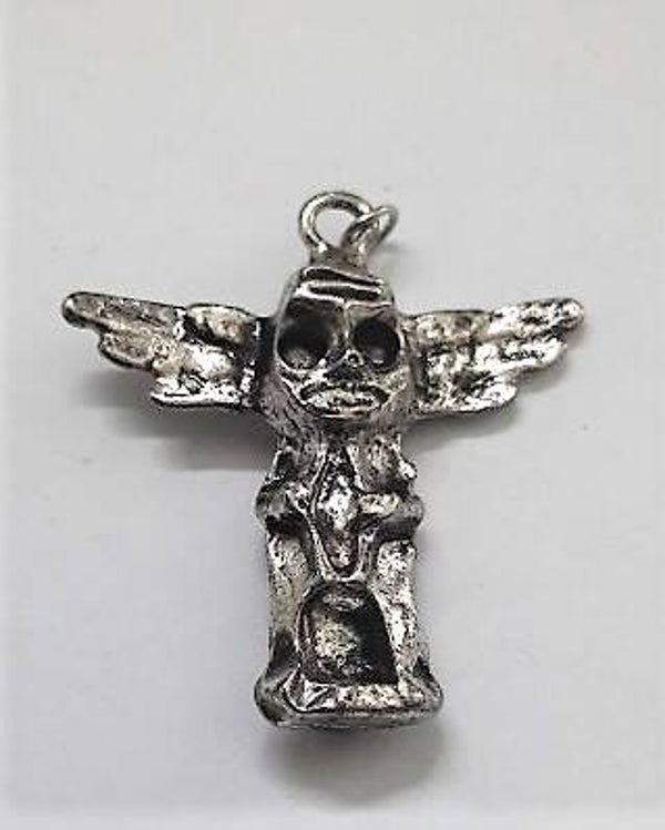 Zilverkleurige Totempaal hanger Native American Stijl