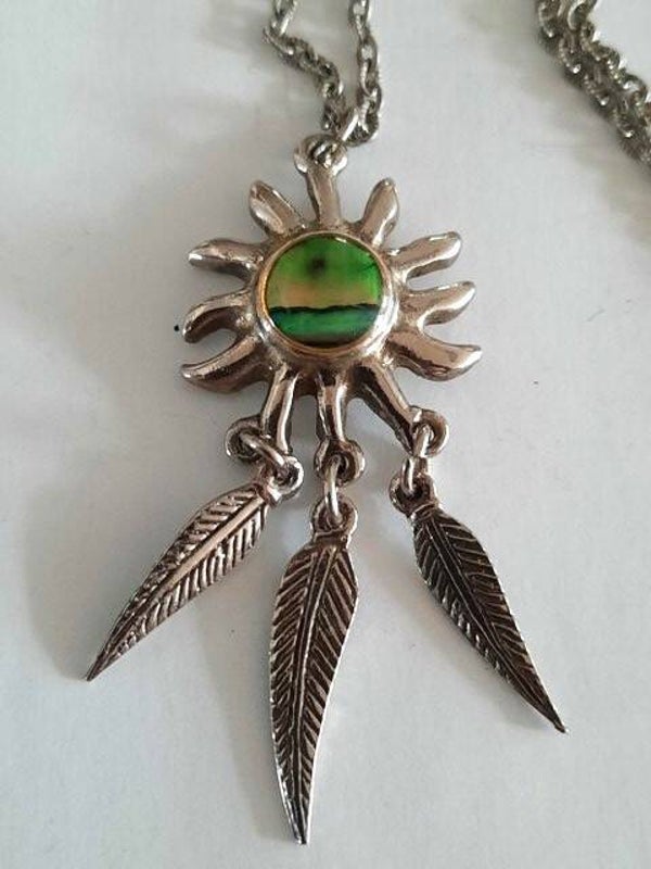 Zilverkleurige Zon hanger Native American-stijl aan ketting