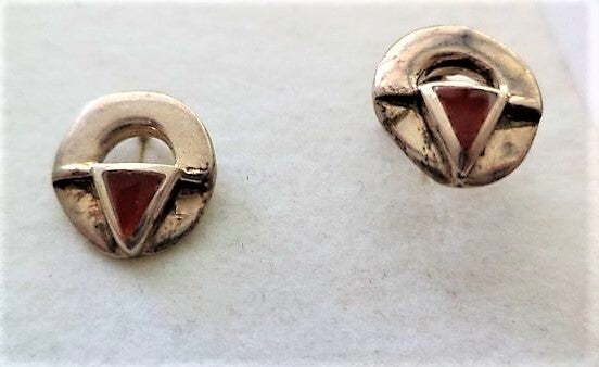 Modernistische vintage zilveren oorbellen met carneool 925