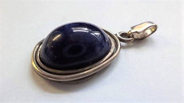 Prachtige vintage zilveren hanger met Lapis Lazuli