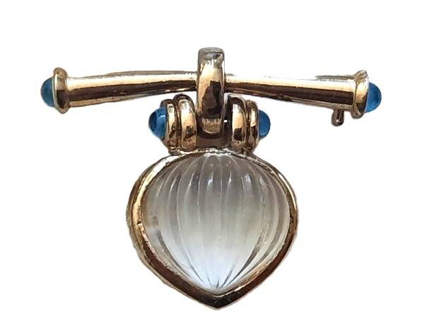 Prachtige vintage Staafbroche in Lalique Stijl – Hangend Hart