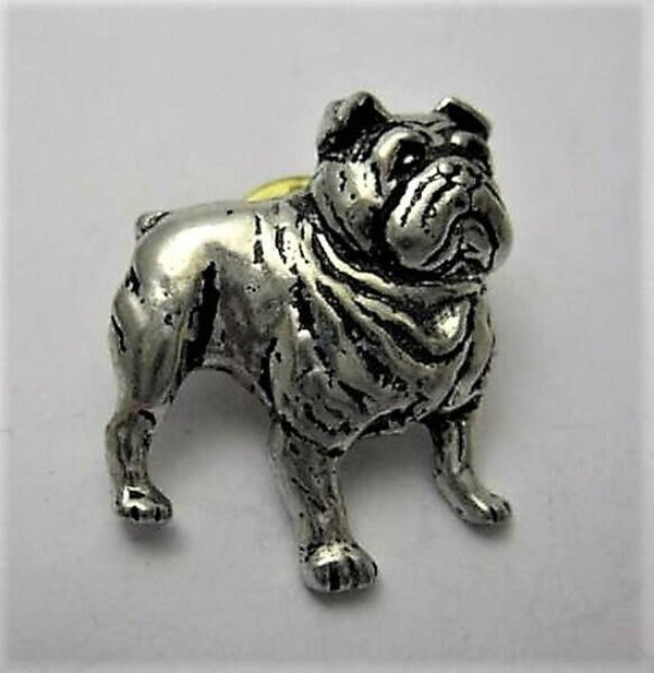 Luxe Tinnen Bulldog broche handgemaakt door A.R. Brown (7167)