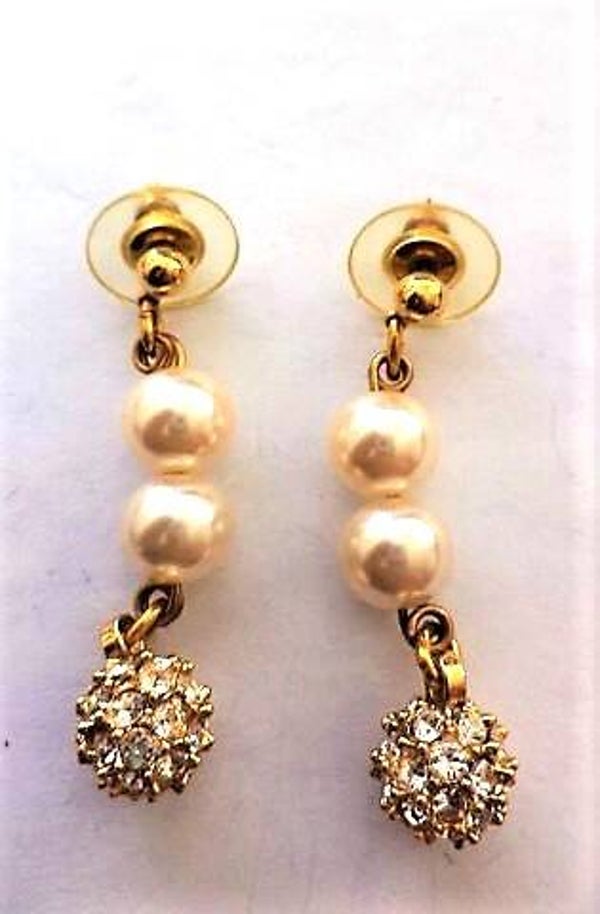Ermanno Lui Couture Oorhangers – Verguld met Parel & Strass (7419-1000)