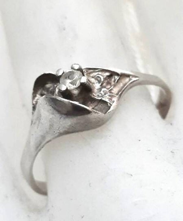 Aparte Deense zilveren design ring met kristal 925S BoG (1057)