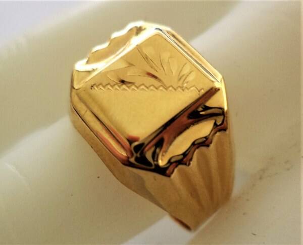 Nieuwe 14k Gouden heren zegelring – Maat 22 (11)