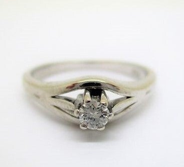 Prachtige 18k Witgouden Solitairring met Diamant – Maat 17,25 (12)