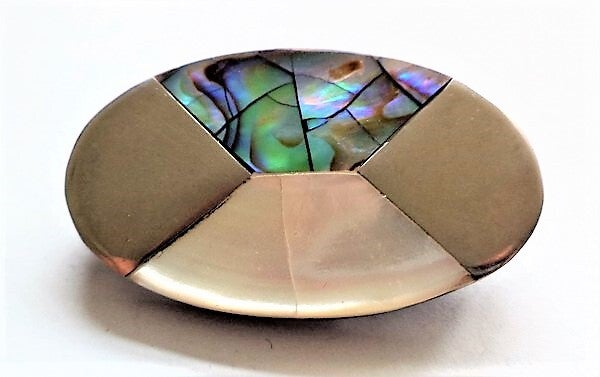 Gablonz Broche ovaal parelmoer en abalone (1292-28)