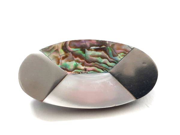 Gablonz Broche ovaal parelmoer en abalone (1293-29)