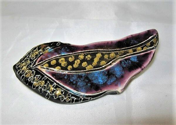 Unieke vintage Studio Keramiek broche Kunstenaarsbijoux (158)