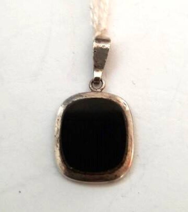 Vintage zilveren hanger met zwarte Onyx , 835 (17)